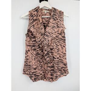 Cabi Small #104 Just So Silk Blouse Animal Print Career Office Spring Summer